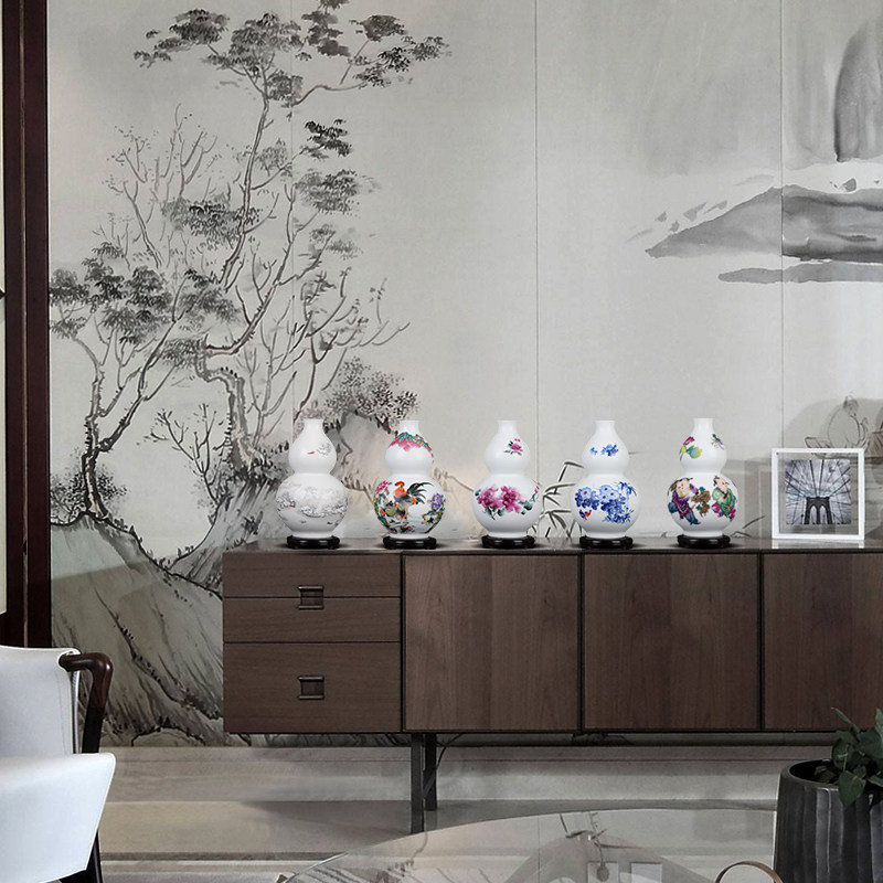 景德镇陶瓷器花瓶葫芦瓶摆件家居客厅酒柜装饰品办公室工艺品摆设,家居饰品,花瓶,淘宝优惠券,粉丝福利购,淘宝优惠卷