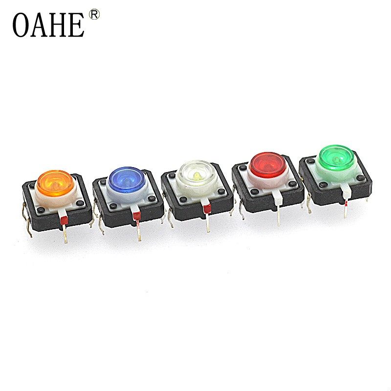 轻便开关带灯12X12小型4脚立面板复位按钮键红蓝黄绿白LED常开关,电子元器件市场,开关/按钮,淘宝优惠券,粉丝福利购,淘宝优惠卷