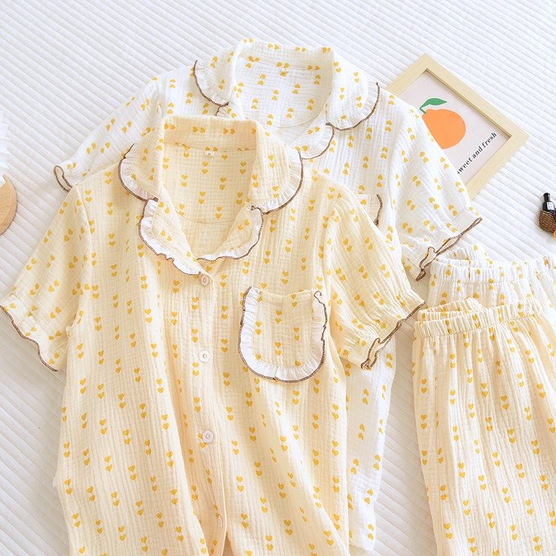 睡衣女夏季纯棉双层纱布短袖短裤薄款2022年新款泡泡棉纱布家居服,女士内衣/男士内衣/家居服,睡衣/家居服套装,淘宝优惠券,粉丝福利购,淘宝优惠卷