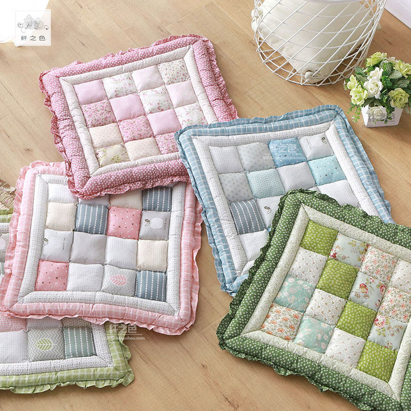 纤之色韩式加厚田园居家布艺大号餐椅垫沙发坐垫全棉榻榻米屁股垫