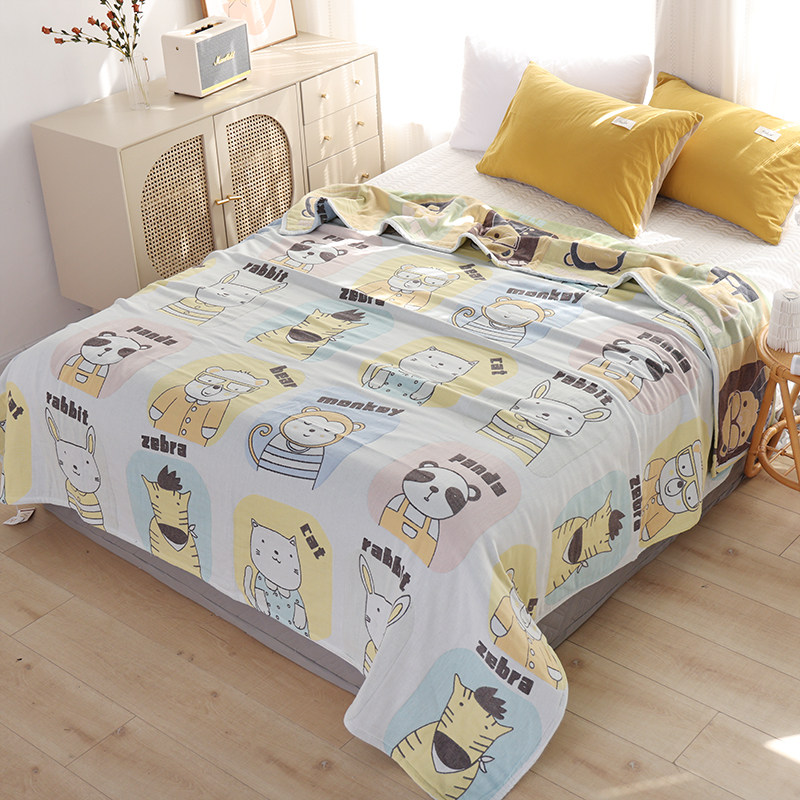 四层纯棉纱布盖毯四季通用薄款家用毛巾被可机水洗全棉午睡沙发毯