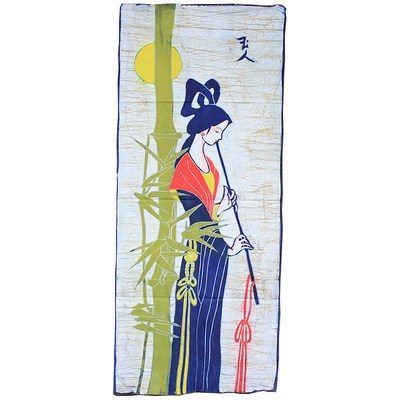 蜡染装饰画玉人布画云南手工竖挂画客厅茶馆壁画古典中国风背景画