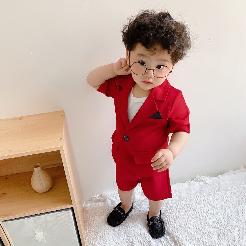 男宝宝1周岁生日西装套装春夏款婚礼花童礼服男童休闲西服表演服