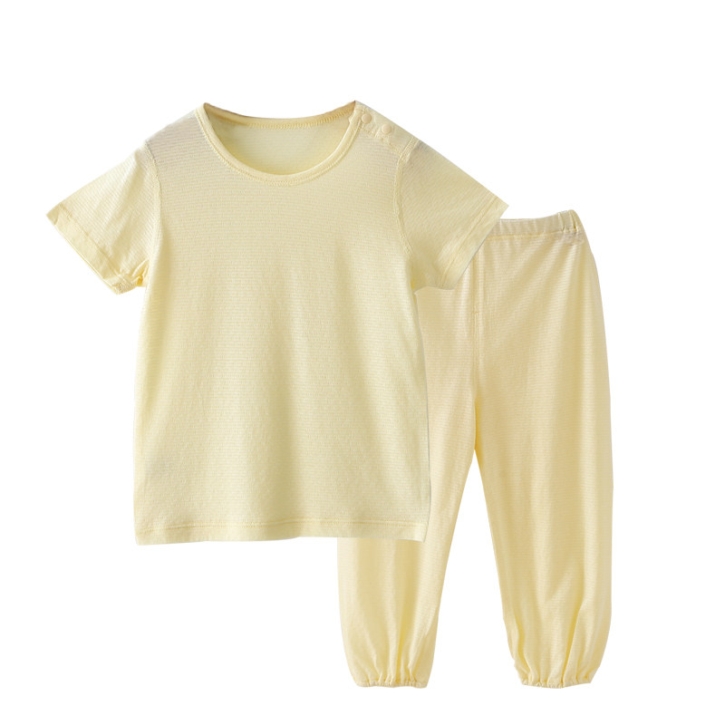 夏季婴儿衣服薄款短袖长裤宝宝内衣套装竹纤维男女儿童空调服夏装