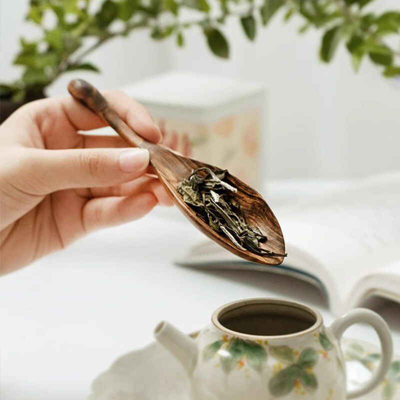 天然实木茶则茶勺茶匙虎斑檀木紫光檀木茶具配件分茶器舀茶勺茶铲