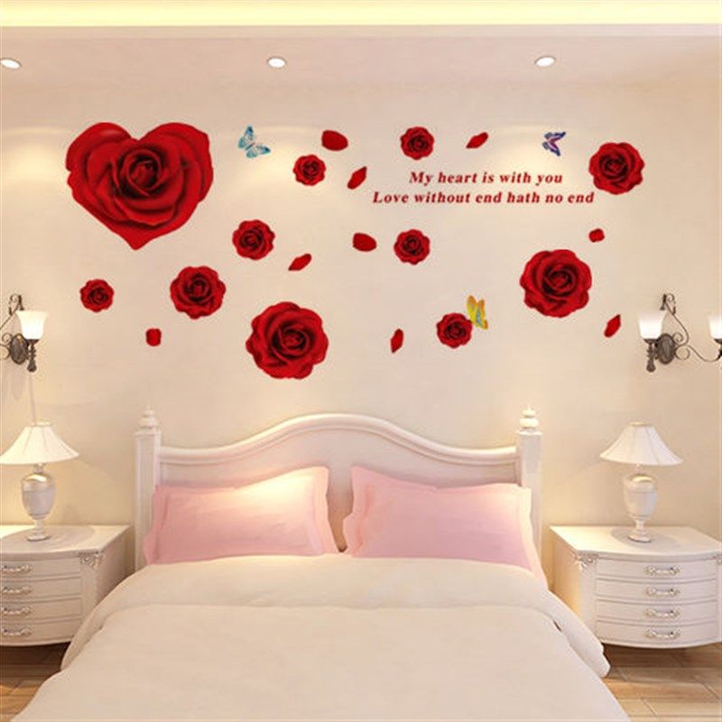 温馨卧室床头背景墙面装饰花朵贴纸墙壁贴画墙纸自粘3d立体墙贴,家居饰品,软装墙贴,淘宝优惠券,粉丝福利购,淘宝优惠卷