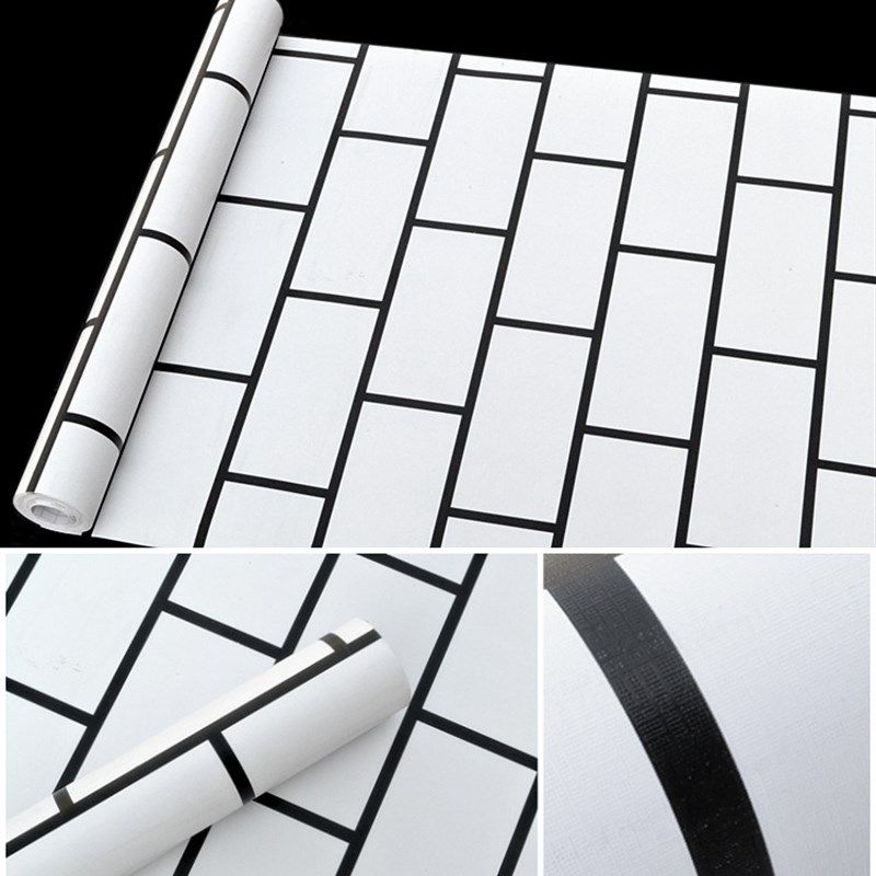 PVC自粘壁纸墙纸灰白砖复古仿砖纹卧室客厅餐厅服装店DIY防水墙贴,家居饰品,软装墙贴,淘宝优惠券,粉丝福利购,淘宝优惠卷