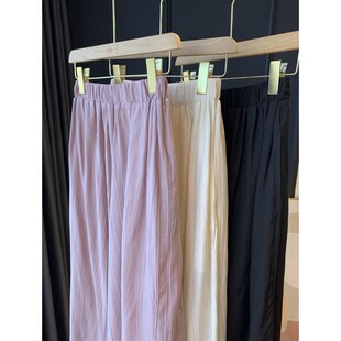 超显瘦!飘逸褶皱裙裤!松紧高腰阔腿9分裙裤女垂感大摆薄休闲裤