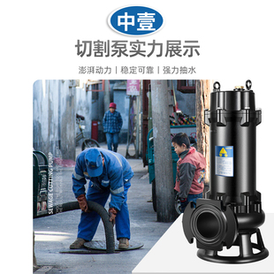 切割潜水污水泵国标220V小型化粪池抽粪水泵380v池塘抽泥浆排污泵