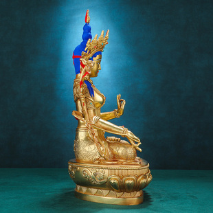 白度母佛像摆件仿尼泊尔纯铜精工全鎏金雕花藏密宗观世音菩萨佛像