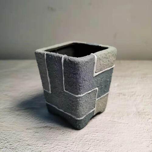 花瓶花盆岩石系列插花多肉粗陶定制旭哥手作方形方器