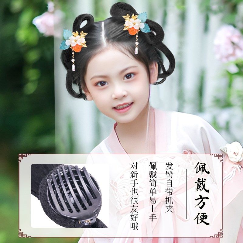 儿童汉服假发发髻懒人发箍古装蝴蝶结辫子古装女童造型头饰垫发包,美发护发/假发,发包/丸子,淘宝优惠券,粉丝福利购,淘宝优惠卷