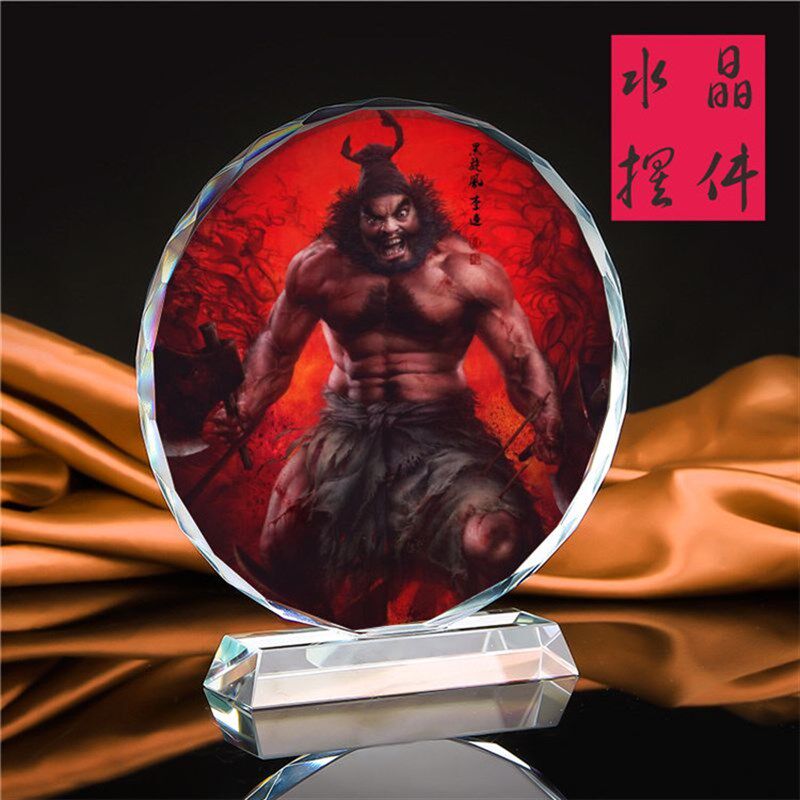 水浒传好汉鲁智深/李逵画像珍藏礼品水晶摆件工艺品书房装饰摆设