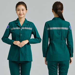 急诊科护士分体套装120急救中心男女医生出诊服长短袖墨绿工作服
