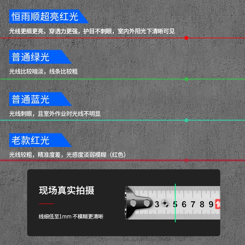 恒雨顺23五线绿光水平仪高精度激光户外红外水平仪强红光细线