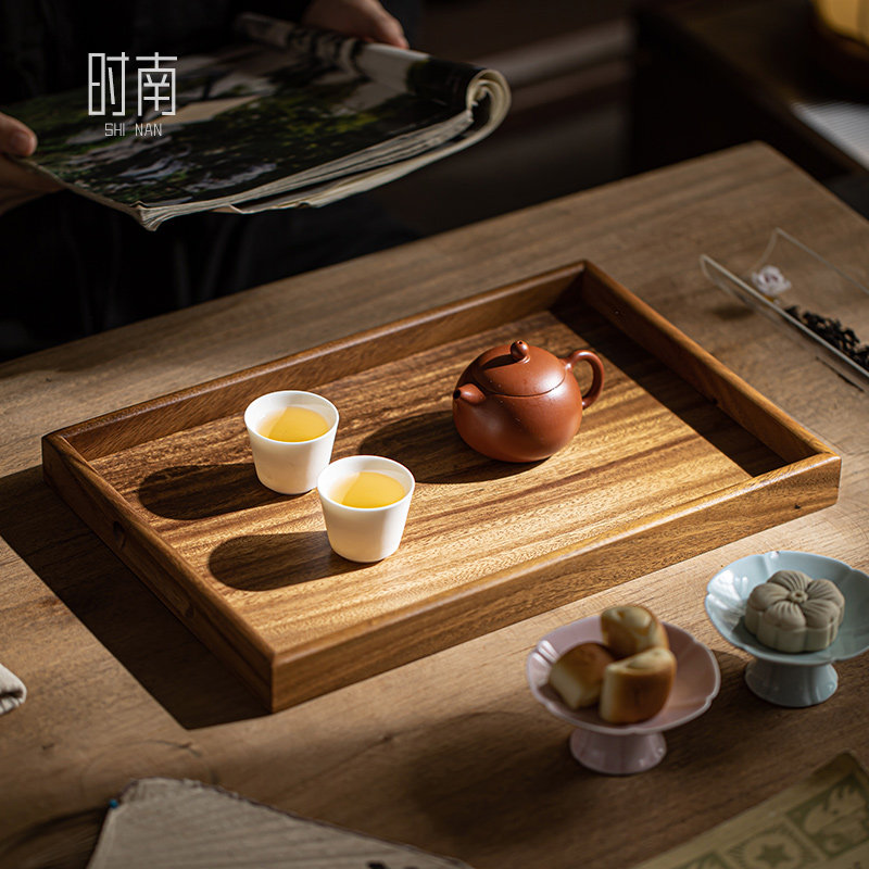 胡桃木茶盘长方形托盘木质家用茶杯茶盘下午茶点心盘糕点收纳餐盘