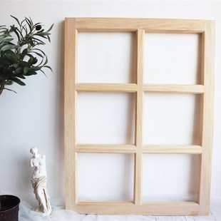 家居摆件实木做旧窗框窗格背景道具橱窗甜点蛋糕花店拍摄布景壁饰