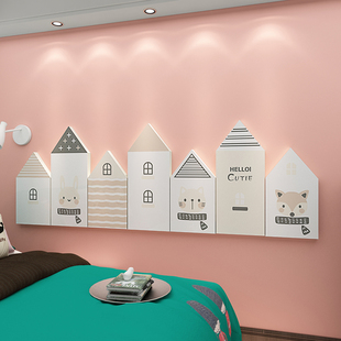 网红儿童房间布置墙面装 饰品女孩公主卧室门床头背景卡通贴纸电视