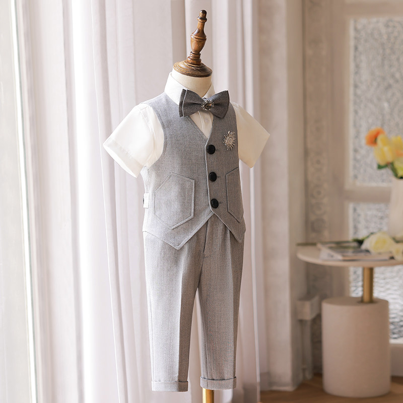 儿童西装套装英伦风新款男童花童宝宝周岁礼服主持人高端小西服秋