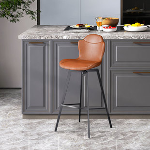 可旋转高脚凳吧台凳北欧式 简约网红铁艺轻奢靠背高脚吧台椅子796