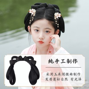 儿童古装汉服假发头饰一体式懒人假发包古风造型垫发发髻女童发饰