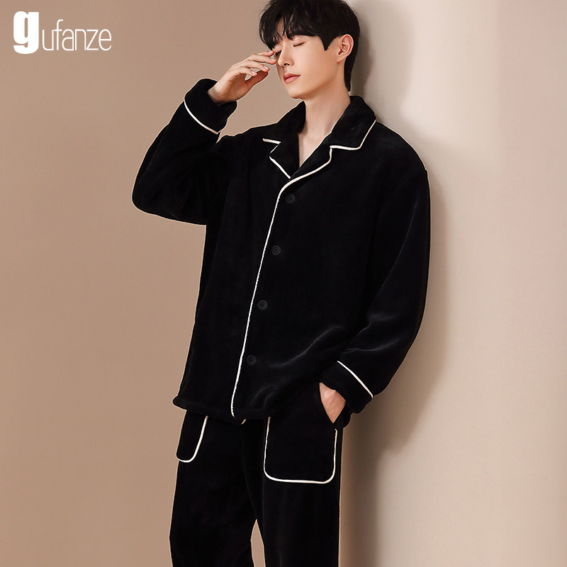 男士睡衣冬季珊瑚绒男款秋冬款2022新款加厚加绒保暖法兰绒家居服