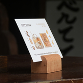 饰摆件 照片夹台牌留言标签夹摆台装 定制实木价格展示牌二维码 立式