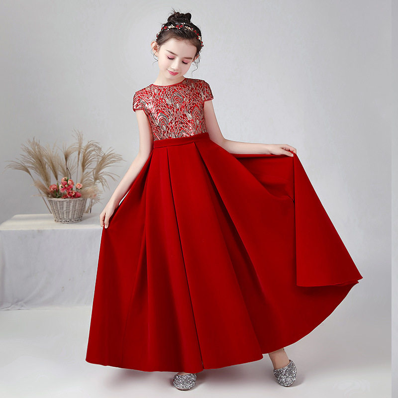 女童礼服儿童晚礼服高端女孩生日公主裙主持表演钢琴大提琴演奏服