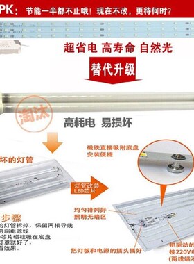 led长条灯磁铁改造灯芯灯条吸顶灯贴片灯盘办公室吊灯客厅条形灯
