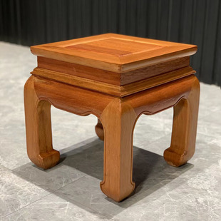 客厅茶几旁矮凳中式家用实木小方凳虎脚凳黑胡桃色四方凳高35公分