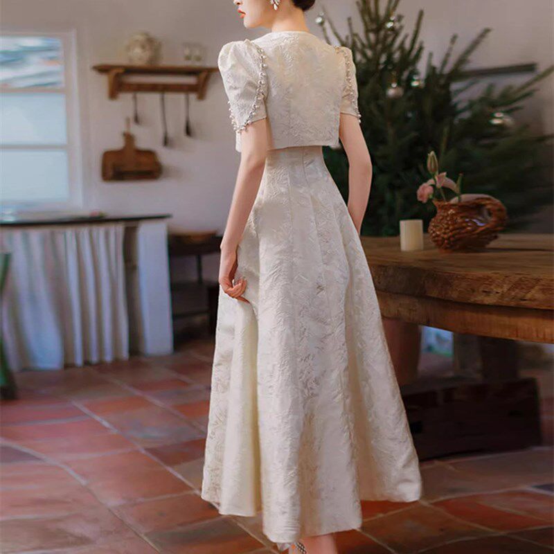 新中式订婚礼服领证登记小白裙新娘敬酒服宴会成人礼生日连衣裙女