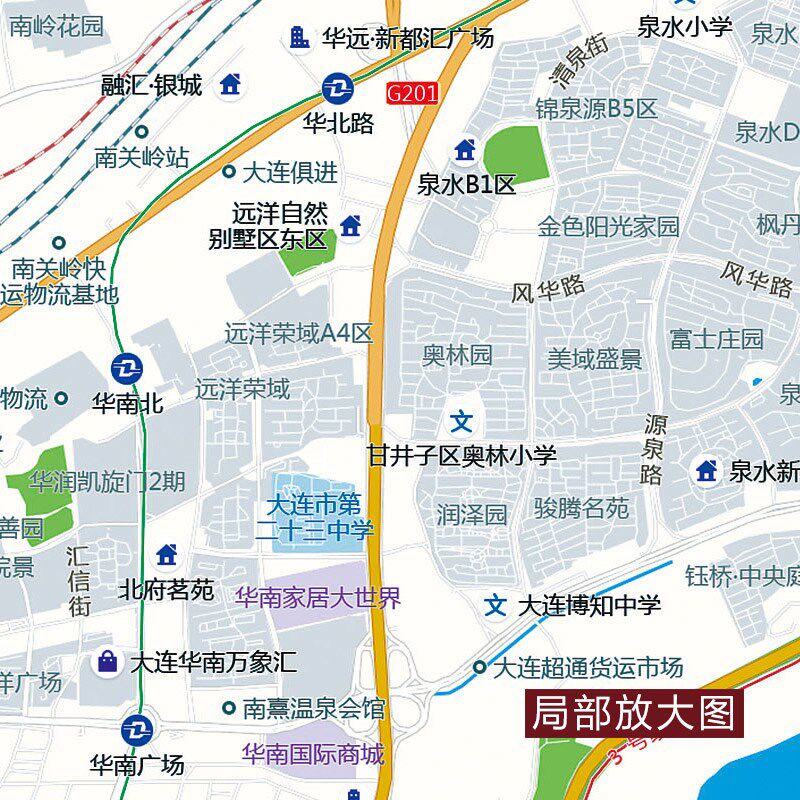 2024新款大连市区地图贴图办公室挂图高清防水墙壁贴超大装饰画
