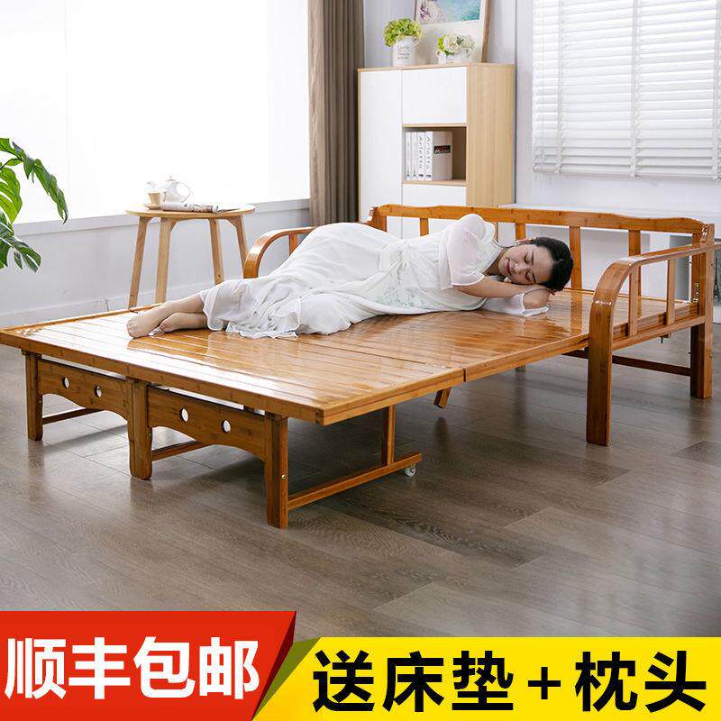 竹沙发床可折叠两用双人单人床成人家用午休凉床多功能简易折叠床