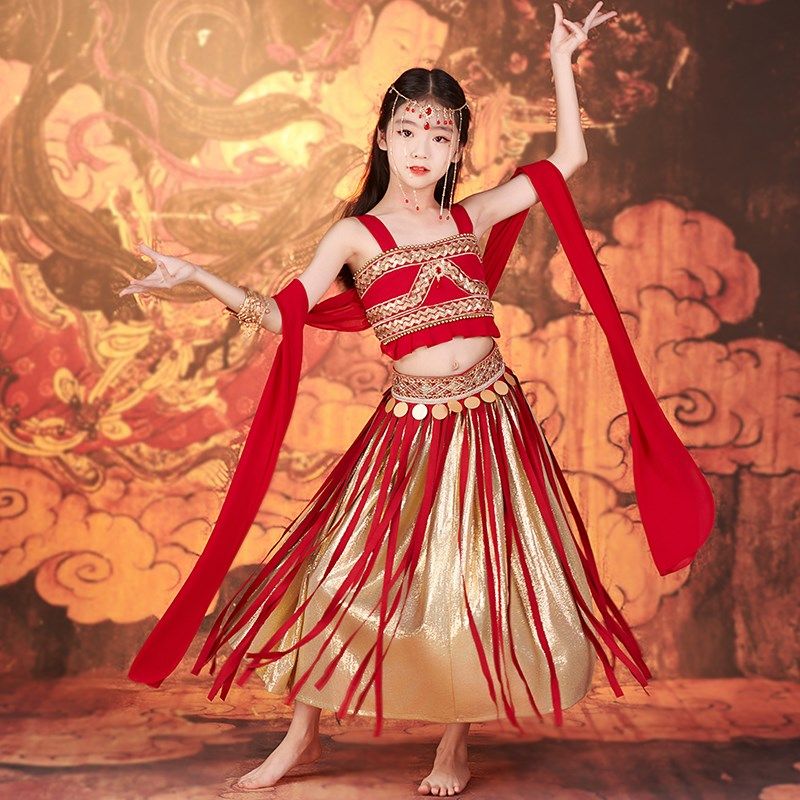 敦煌飞天儿童古典舞反弹琵琶表演服女童飘逸中国风汉服舞蹈演出服,童装/婴儿装/亲子装,儿童演出服,淘宝优惠券,粉丝福利购,淘宝优惠卷
