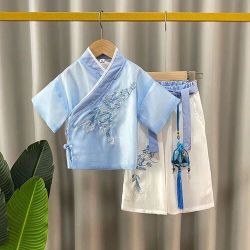 男童高端汉服夏季薄款2024儿童新款唐装套装古装改良男孩演出夏装