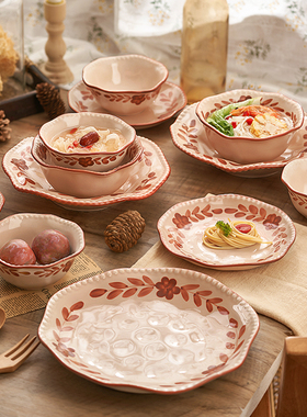 餐具新婚礼物碗碟套装家用红色乔迁陶瓷碗盘碗筷结婚送礼碗具组合