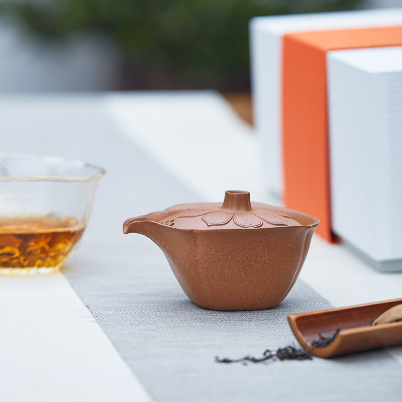 宜兴紫砂盖碗套组防烫设计网孔过滤出水功夫泡茶壶茶碗茶器具礼盒