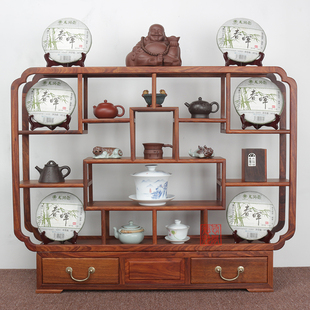 博古架小多宝阁茶壶架子桌面摆件展示架茶具收纳置物架实木古董架