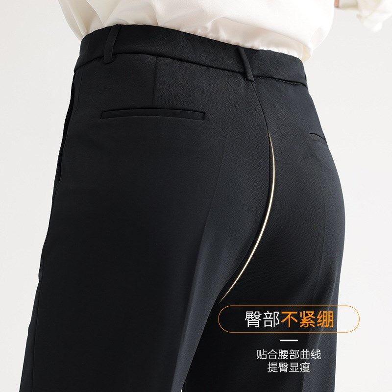 修身西装裤子女薄款小个子八分裤灰色西裤女士工装职业黑色九分裤
