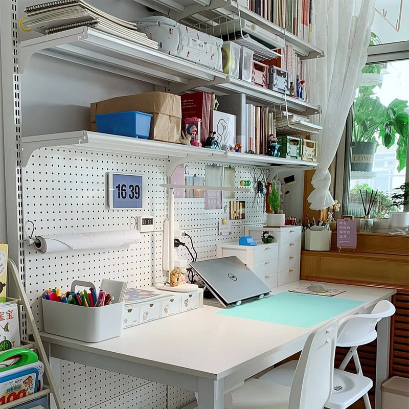 1.9洞洞板书架少女立式落地展示收纳一体五金书桌置物架桌上书柜,住宅家具,书架,淘宝优惠券,粉丝福利购,淘宝优惠卷