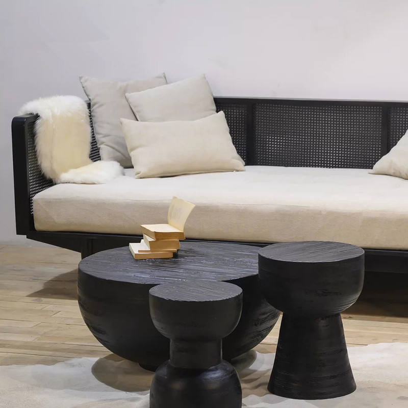 实木茶几侘寂风碳化简约圆形民宿阳台创意沙发边角几组合小茶桌台,住宅家具,茶几,淘宝优惠券,粉丝福利购,淘宝优惠卷