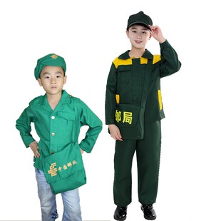 儿童职业工作体验服邮递员消防员工程师工人志愿者快递角色表演服