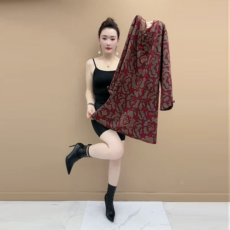 2024年春装新款连衣裙气质妈妈国风双盘扣碎花中裙小个子打底裙女,女装/女士精品,连衣裙,淘宝优惠券,粉丝福利购,淘宝优惠卷