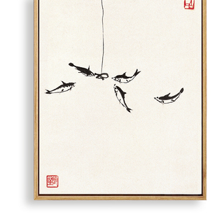 齐白石禅意壁画墙饰新中式小品水墨国画客厅中国风挂画茶室装饰画