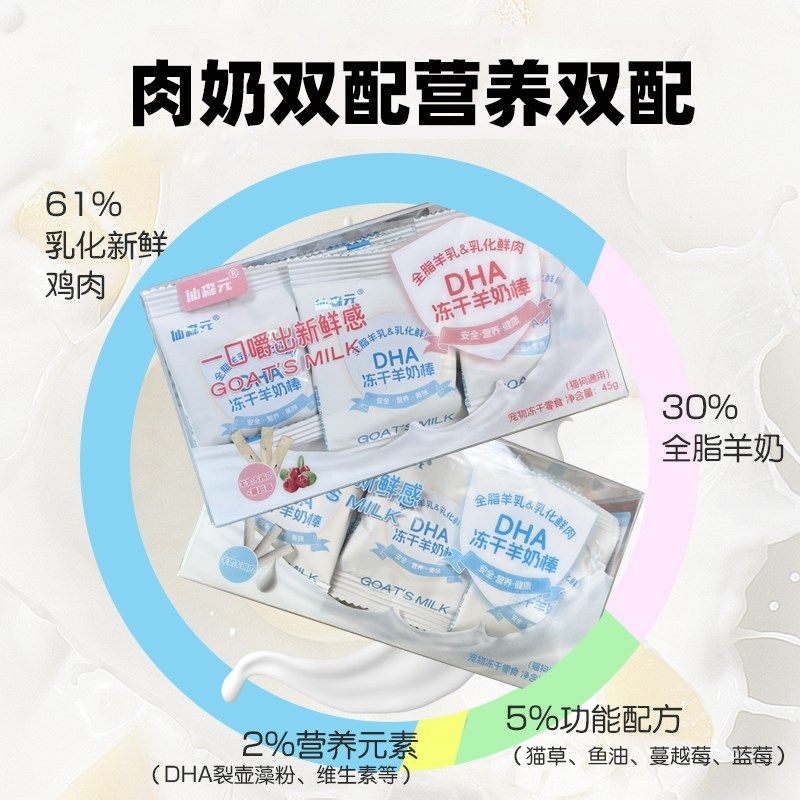 狗狗猫咪磨牙洁齿零食仙森元DHA冻干羊奶棒美毛护肤化毛宠物零食,宠物/宠物食品及用品,猫冻干零食,淘宝优惠券,粉丝福利购,淘宝优惠卷
