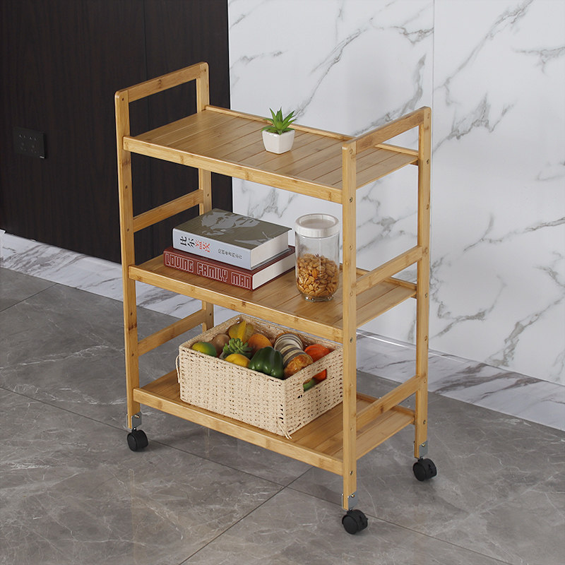 可移动全竹架子客厅置物架小推车带轮收纳柜多层卧室床头储物架木,住宅家具,搁板/置物架/家用陈列架,淘宝优惠券,粉丝福利购,淘宝优惠卷
