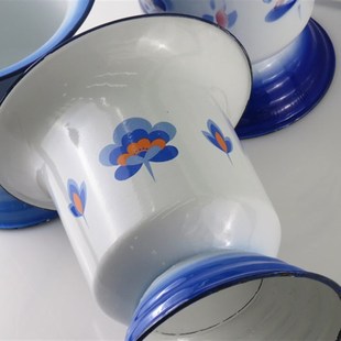 。加高加厚搪瓷高脚痰罐 带盖带暖垫怀旧儿童老人用痰盂坐便器 尿