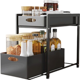 厨房新款304蒸架小尺寸橱柜内收纳架多层抽拉式浴室台下储物架子