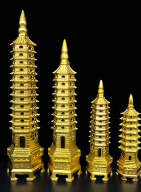 纯铜文昌塔十三层九层七层十三层13层全黄铜学生礼物卧室书桌摆件