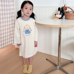 女童睡裙纯棉春秋2024新款儿童长袖小女孩公主风a类睡衣秋季薄款